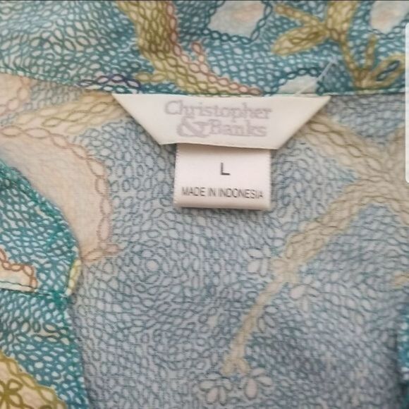 Christopher & Banks Women's light weight long sleeve button up blue‎ blouse - Picture 7 of 8